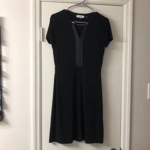 Black Calvin Klein Polyester Dress w Gold Hardware